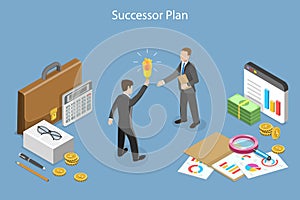 3D Isometric Flat Vector Conceptual Illustration of Business Successor Plan