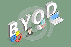 3D Isometric Flat Vector Conceptual Illustration of BYOD