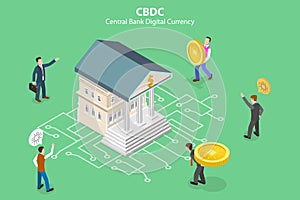 3D Isometric Flat Vector Conceptual Illustration of CBDC - Central Bank Digital Currency