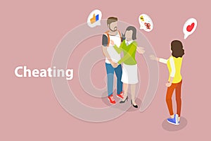 3D Isometric Flat Vector Conceptual Illustration of Cheating