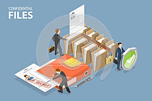 3D Isometric Flat Vector Conceptual Illustration of Confidential File