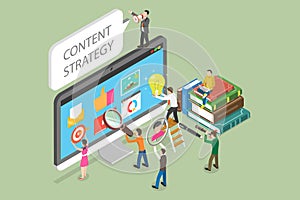 3D Isometric Flat Vector Conceptual Illustration of Content Strategy