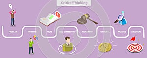 3D Isometric Flat Vector Conceptual Illustration of Critical Thinking