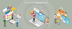 3D Isometric Flat Vector Conceptual Illustration of Customer Engagement