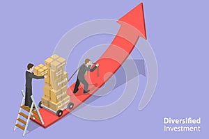 3D Isometric Flat Vector Conceptual Illustration of Diversified Investment