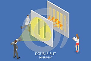 3D Isometric Flat Vector Conceptual Illustration of Double-slit Experiment