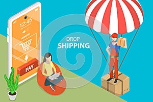 3D Isometric Flat Vector Conceptual Illustration of Dropshipping.