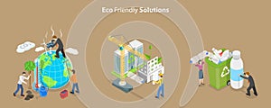 3D Isometric Flat Vector Conceptual Illustration of Eco Friendly Solutions