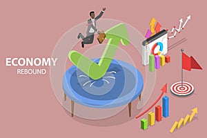 3D Isometric Flat Vector Conceptual Illustration of Economy Rebound