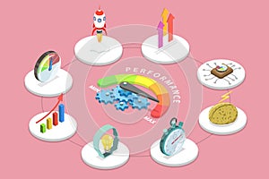 3D Isometric Flat Vector Conceptual Illustration of Efficient Performance Management