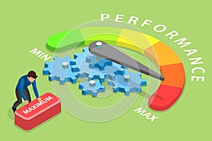 3D Isometric Flat Vector Conceptual Illustration of Efficient Performance Management System