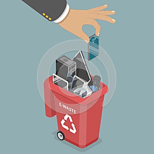 3D Isometric Flat Vector Conceptual Illustration of Electronic Waste