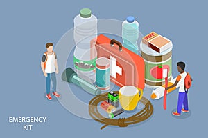 3D Isometric Flat Vector Conceptual Illustration of Emergency Kit