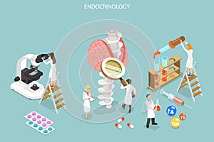 3D Isometric Flat Vector Conceptual Illustration of Endocrinologist