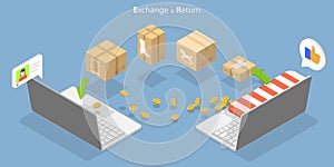 3D Isometric Flat Vector Conceptual Illustration of Exchange And Return
