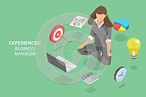 3D Isometric Flat Vector Conceptual Illustration of Experienced Business Manager