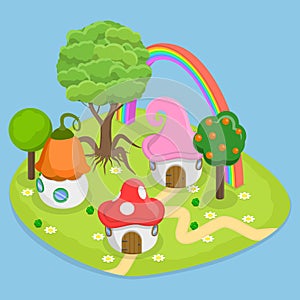 3D Isometric Flat Vector Conceptual Illustration of Fairytale Forest