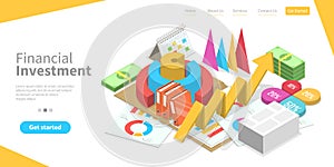 3D Isometric Flat Vector Conceptual Illustration of Financial Investment Solutions.