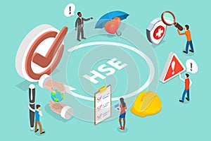 3D Isometric Flat Vector Conceptual Illustration of HSE stands for Health Safety Environment