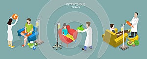3D Isometric Flat Vector Conceptual Illustration of Intravenous Therapy
