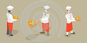 3D Isometric Flat Vector Conceptual Illustration of Italian Chef