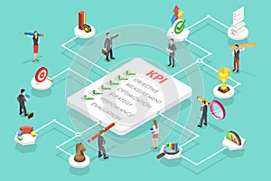 3D Isometric Flat Vector Conceptual Illustration of KPI - Key Performance Indicator