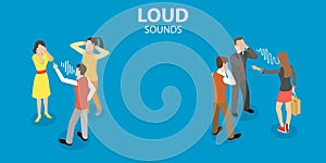 3D Isometric Flat Vector Conceptual Illustration of Loud Sounds