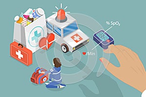 3D Isometric Flat Vector Conceptual Illustration of Low Oxygen in the Blood