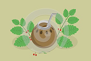 3D Isometric Flat Vector Conceptual Illustration of Mate Tea