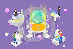 3D Isometric Flat Vector Conceptual Illustration of Metaverse Virtual World