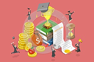 3D Isometric Flat Vector Conceptual Illustration of Money Savings for Study