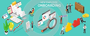 3D Isometric Flat Vector Conceptual Illustration of New Employee Onboarding