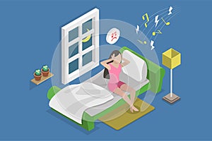 3D Isometric Flat Vector Conceptual Illustration of Noisy Neighbour