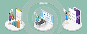 3D Isometric Flat Vector Conceptual Illustration of Objective Key Results