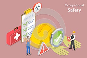 3D Isometric Flat Vector Conceptual Illustration of Occupational Safety