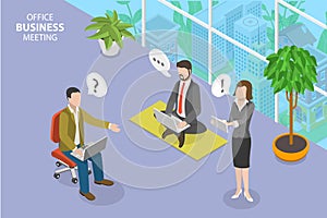 3D Isometric Flat Vector Conceptual Illustration of Office Business Meeting