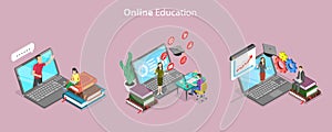 3D Isometric Flat Vector Conceptual Illustration of Online Education