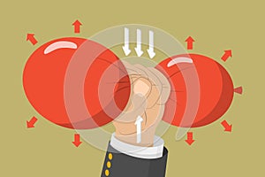 3D Isometric Flat Vector Conceptual Illustration of Pascal Principle