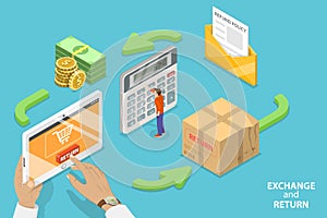 3D Isometric Flat Vector Conceptual Illustration of Product Exchange And Return