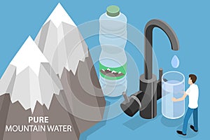 3D Isometric Flat Vector Conceptual Illustration of Pure Mountain Water.