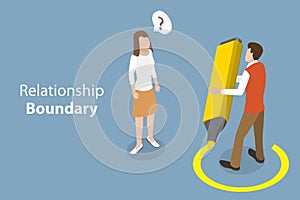 3D Isometric Flat Vector Conceptual Illustration of Relationship Boundary