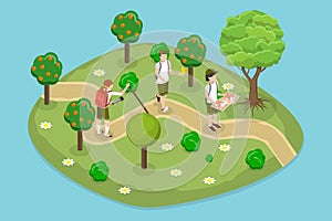 3D Isometric Flat Vector Conceptual Illustration of Scout Kids