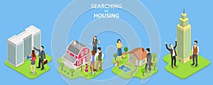 3D Isometric Flat Vector Conceptual Illustration of Searching For Housing