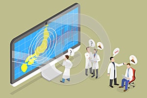 3D Isometric Flat Vector Conceptual Illustration of Seismograph