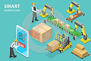 3D Isometric Flat Vector Conceptual Illustration of Smart Warehousing