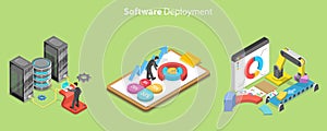 3D Isometric Flat Vector Conceptual Illustration of Software Deployment