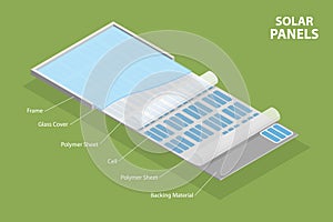 3D Isometric Flat Vector Conceptual Illustration of Solar Panels