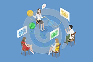 3D Isometric Flat Vector Conceptual Illustration of Solving Interpersonal Problems