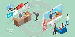 3D Isometric Flat Vector Conceptual Illustration of Streaming TV