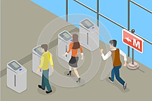 3D Isometric Flat Vector Conceptual Illustration of Subway Pass